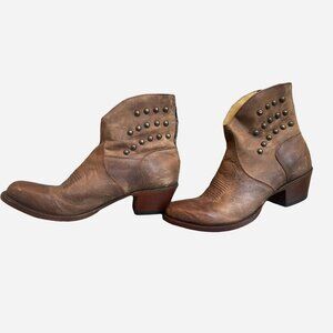 Shyanne Brown Ankle Boots with Studded Design